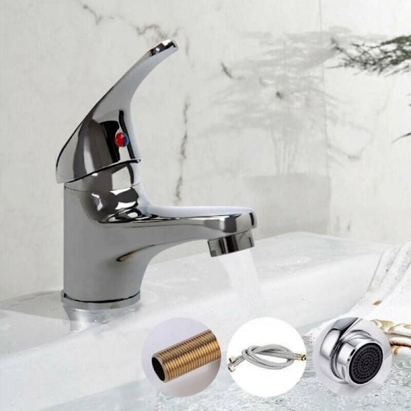 Håndvaskarmaturer Badeværelsesarmatur Armatur Varm og Kold Blandingsbatteri Armatur Krombelagt Massiv Messing Vask Badeværelse Toiletvask Armatur til Badeværelse Køkken