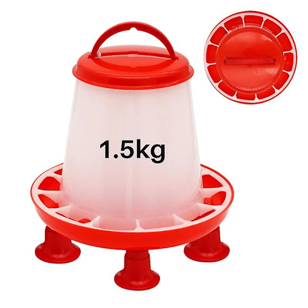 New 1.5kg chicken duck feeder bucket with leg  poultry food fountain chicken chick hen lid handle feeding watering supplies