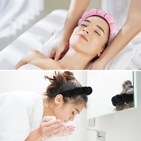 Spa-hiuspanta kasvojen pesuun tai kasvohoitoon, pörröiset meikkihiuspannat kasvojen pesuun, naamioon, ihonhoitoon