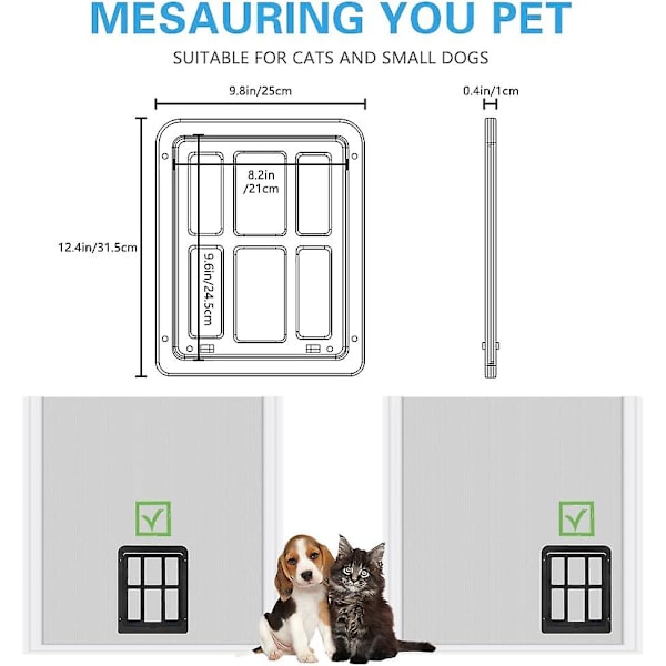 Katteluke, 25*31.5* Katteluke for katt/liten hund, enkel å installere og bruke white 1pcs