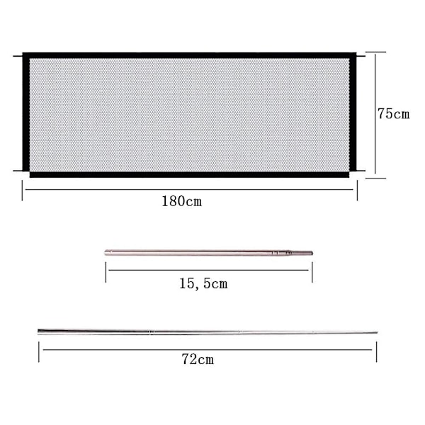 Lemmikkiportti, vauvaportti, taitettava verkkoportti, turvaportti, eristetty, sisä- ja ulkokäyttöön, turvaportti 75*180cm