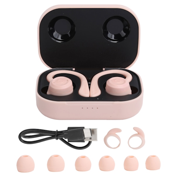 Bluetooth Ear Hooks Earphone Wireless Sports inEar Headset Earbuds with Charging Box(Nuage rose )