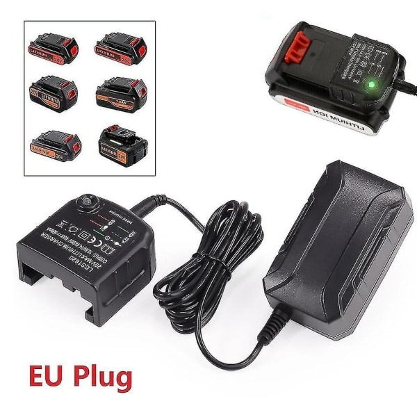 10.8V 14.4V 20V Til Black&Decker Li-ion Batterioplader Erstatning Elektrisk Boremaskine Skruetrækker Elværktøjsbatteri EU-stik Lbx20_ca