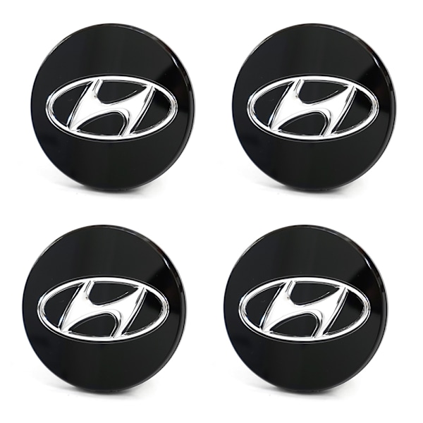 4-pak - Hyundai Centerkapsler / Hjulkapsel Emblem - Bil 65 65 60mm - Svart