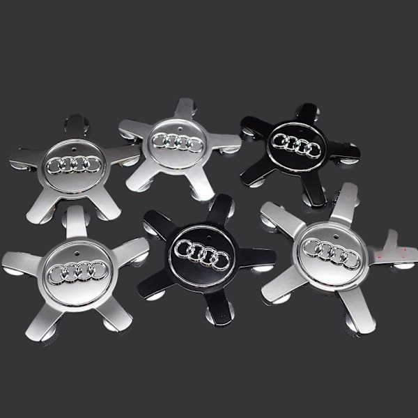 Passer til Audi 134mm femkløet dekkskål navkapsel logo A6 A4L-Audi 5-kløet konkav grå (firepakning)