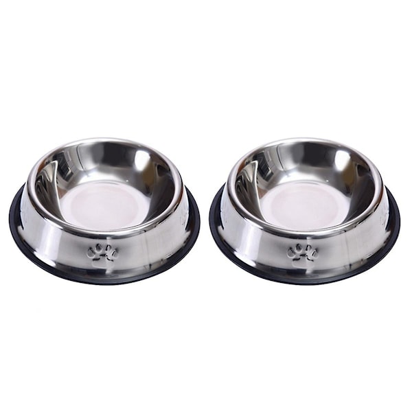 2Pcs Stainless Steel Dog Bowls, Dog Feeding Bowls, Dog Plate Bowls with Rubber Base(S)