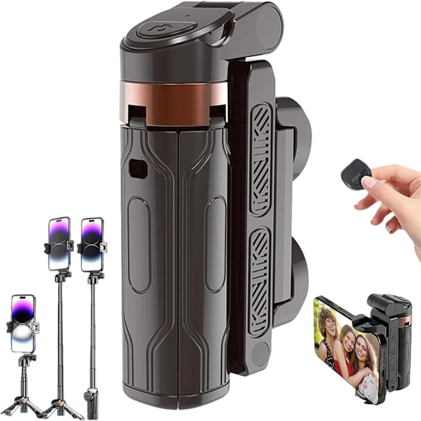 2025 ny Pocketflex bærbar selfiestang, Pocket Flex mini stativ, JJ02 vendbart mini stativ, 360° Pocket Flex selfiestang med fjernbetjening.