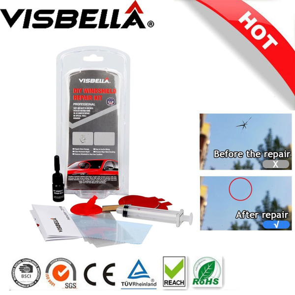 Visbella Stone Shot Repair Kit Vindusreparasjon Transparent