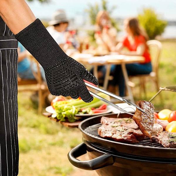 Grillhandsker varmebestandige op til 800°C ovnhandsker Black one size