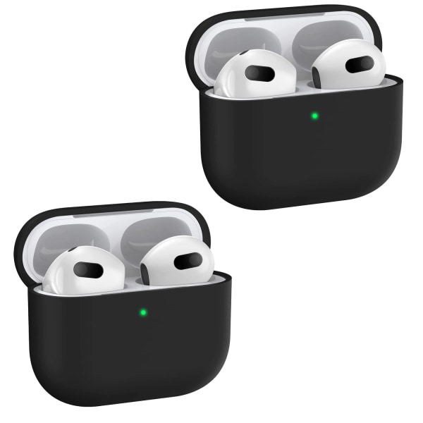 2x Svart Apple AirPods 3-deksel silikonbeskyttelsesdeksel for AirPods 3 Black one size