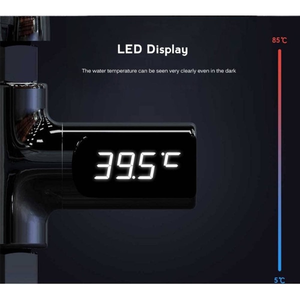 LED-termometer for dusjkran, LED-termometer for dusjkran Silver one size