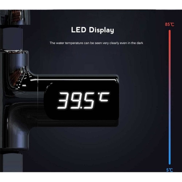 LED-termometer til bruserarmatur, LED-termometer til bruserarmat Silver one size