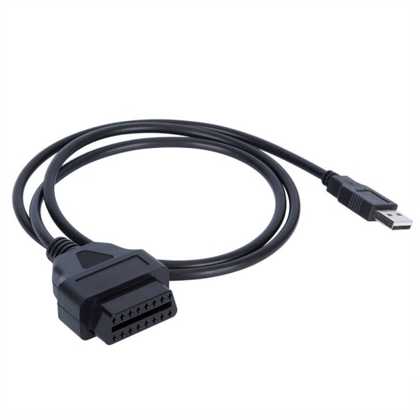 1M 16Pin OBD2 till USB portladdare Adapter Kabelanslutning Diagn Svart