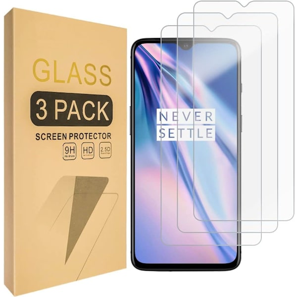 3x Glasafdækning OnePlus 7T tempereret Dækker hele skærmen Transparent one size