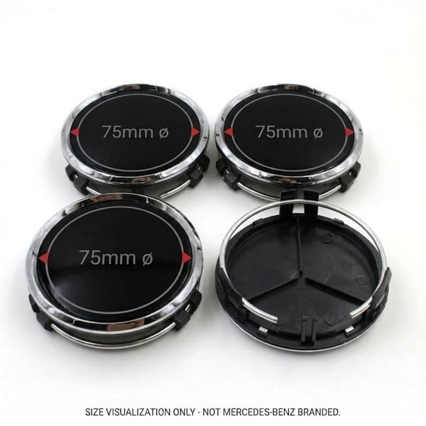 MB02 - 75MM 4-pack Centrumkåpor Mercedes Benz Silver one size