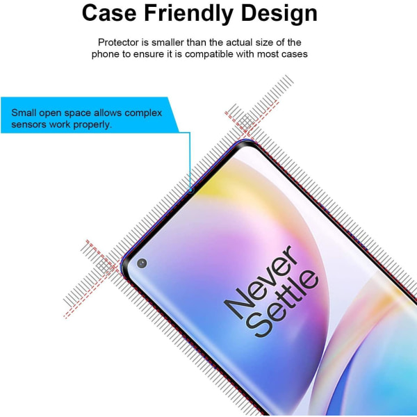3x Lasikansi OnePlus 8 karkaistu kattaa koko näytön Transparent one size