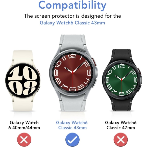 Härdat glas skärmskydd till Samsung Galaxy Watch 43mm Transparent one size