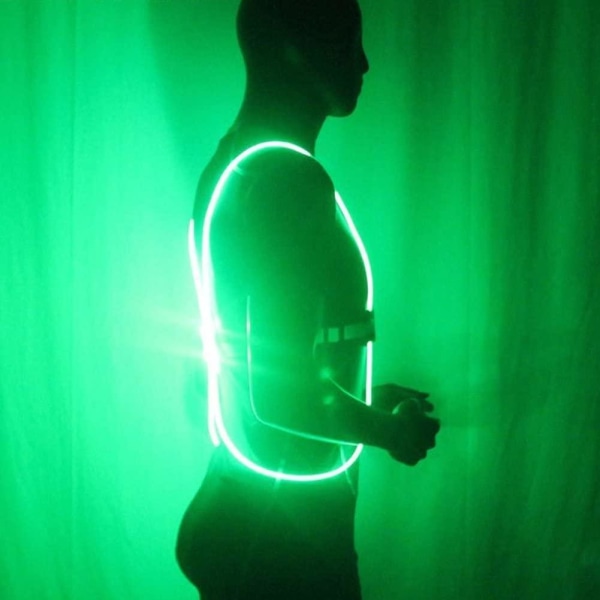Grøn S Refleksvest LED Sørg for, at du er synlig i mørket Green one size