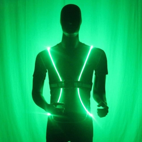 Grønn M refleksvest LED Sørg for at du er synlig i mørket Green one size