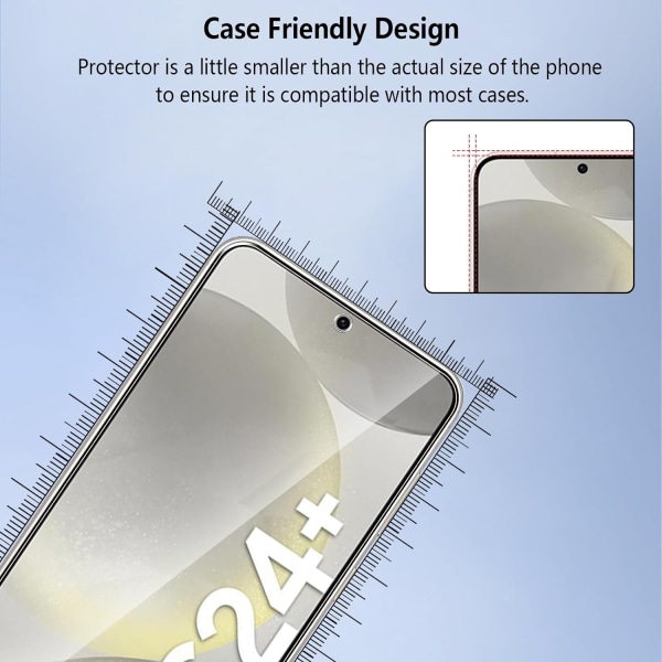 3X Herdet glassdeksel Samsung S24+ / S24 Plus Full Fit Transparent one size
