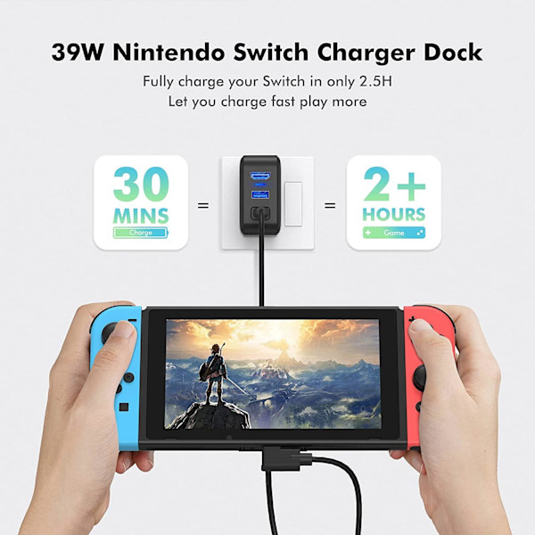 MultiHub Kompatibel med Nintendo Switch 3 i 1 Docksæt EU-version Black