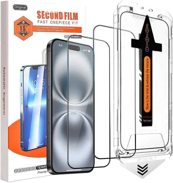 2-Pack Skärmskydd kompatibel med  iPhone 16 – Monteringsram Transparent one size
