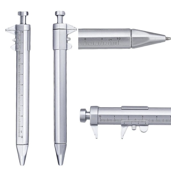 2X Multifunktions penna med skjutmått Blå bläck Silver one size