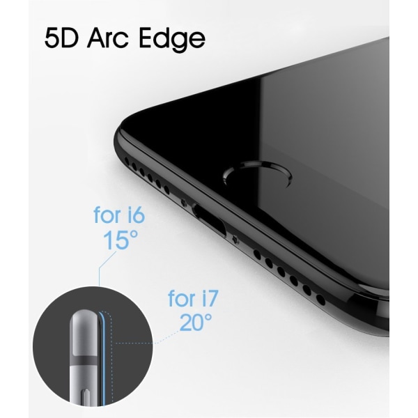 Lasikansi iPhone 7/8/ iPhone SE 5D karkaistu kattaa koko näytön Transparent