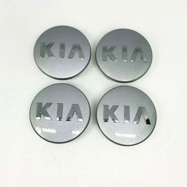 KIA03 - 58MM 4-pack Centrumkåpor KIA Silver one size