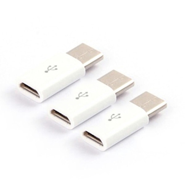 3x Adapter Micro-USB til USB-C han USB C han White one size