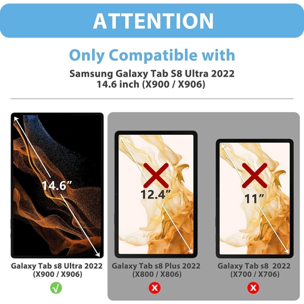 Skærmbeskytter i hærdet glas til Samsung Galaxy Tab S8 Ultra Transparent