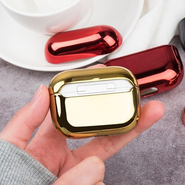 2x Guld Electroplate fodral Apple Airpods PRO Gul one size