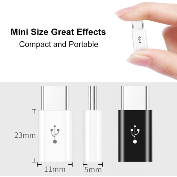 3x Adapter Micro-USB til USB-C mannlig USB C hann White one size