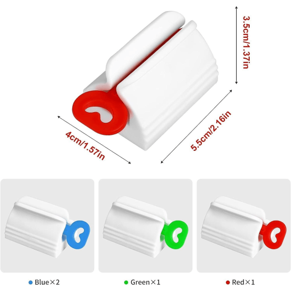 2x Rød tandpasta clip Tube press Tube holder White