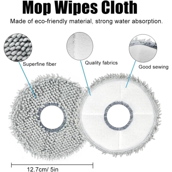 Roborock Q Revo / P10 tilbehør Hodebørste Sidebørste Hepa Filter Mopp Støvpose A7400RR White one size