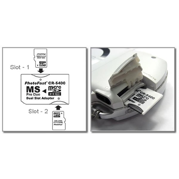 2x MicroSD - Memory Stick PRO Dual -sovitin White