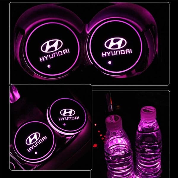 2X Hyundai Led grunnplate for kruseholdere Silver one size