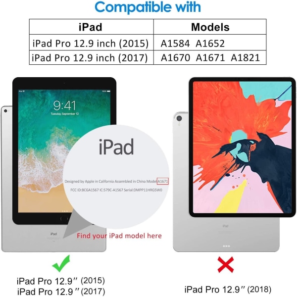 2x Hærdet glas skærmbeskytter til iPad Pro 12,9 tommer Transparent