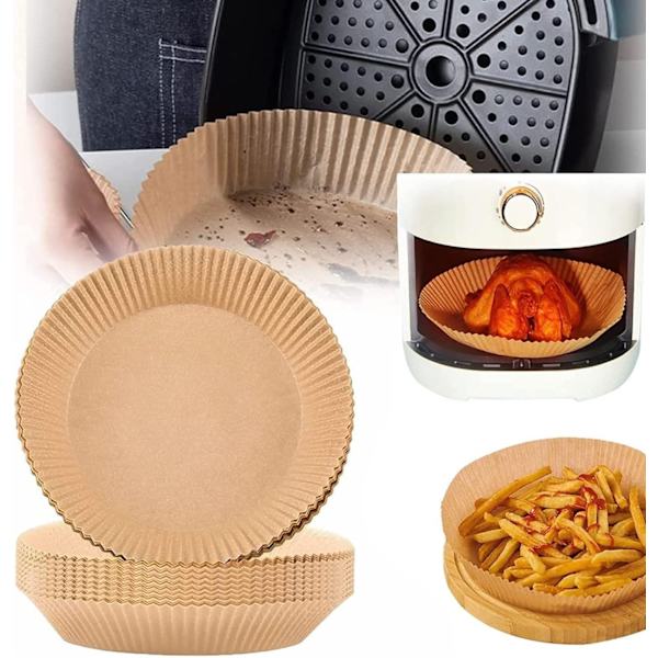 50 stk. 16x4,5 cm Air Fryer Bagepapir Ark Former runde Engangspapir Brown one size