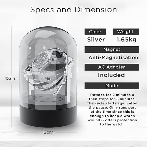 Clock Winder Glas Cup Silent Luxury Clock Box Black one size