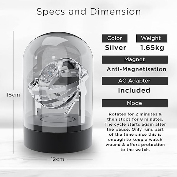 Clock Winder Glass Cup Silent Luxury Clock Box Black one size