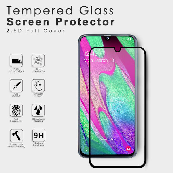 2X Skærmbeskytter i hærdet glas til Samsung Galaxy A40 Transparent one size