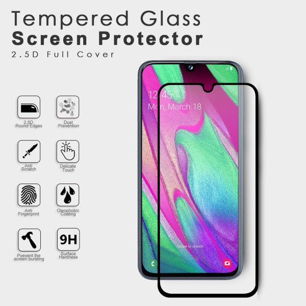 2X Skärmskydd i Härdat Glas för Samsung Galaxy A40 Transparent one size
