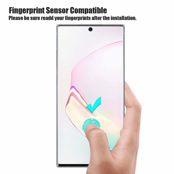 3x Fuld skærmbeskytter til Samsung Note 10 i plastisk fingeraftryk Transparent one size