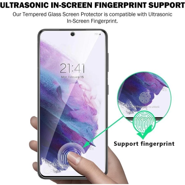 3x Hærdet glascover Samsung S22 Plus Fuld pasform, fingeraftryk Transparent one size