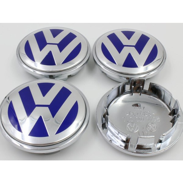 VW08 - 56MM 4-pak Center dækker Volkswagen Silver one size