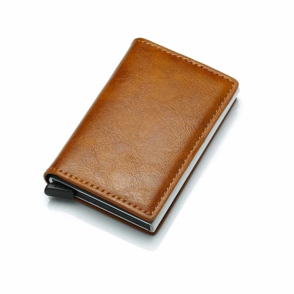 Brun RFID - NFC Protection Leather Wallet Card Holder 6stk Card Brown one size