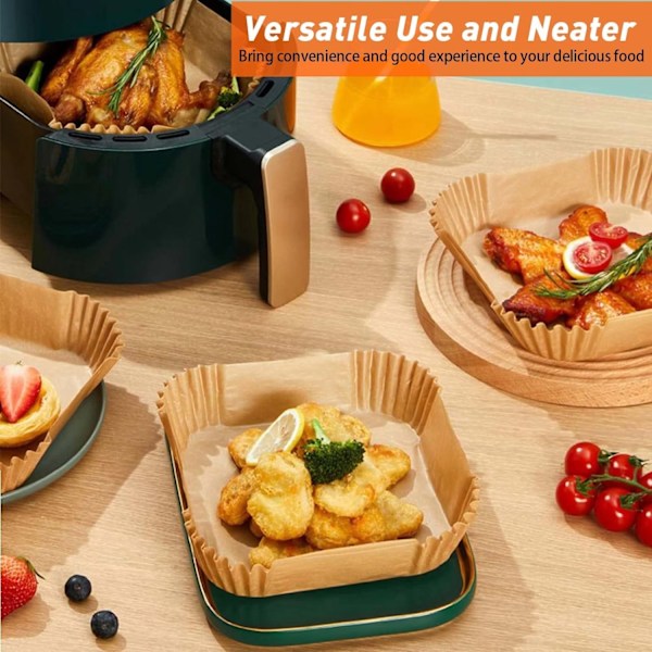 50st 16x4,5 cm Kvadrat Air Fryer Bakplåtspapper Ark Formar Engångspapper Brun one size