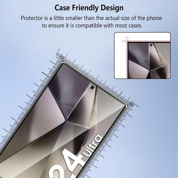 3X Härdat Glasskydd Samsung S24 Ultra Full Fit, Fingerprint Transparent one size