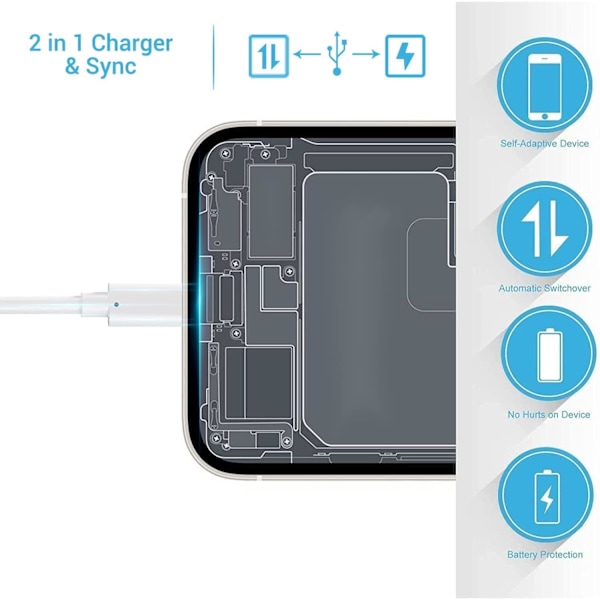3X Lightning USB kabel till Apple (2 Meter) Vit